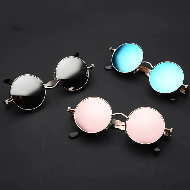 Retro Punk Sunglasses Round Anti Reflective Sun Glasses Men and Women Driving UV Protection Glasses UV400 Eyewear