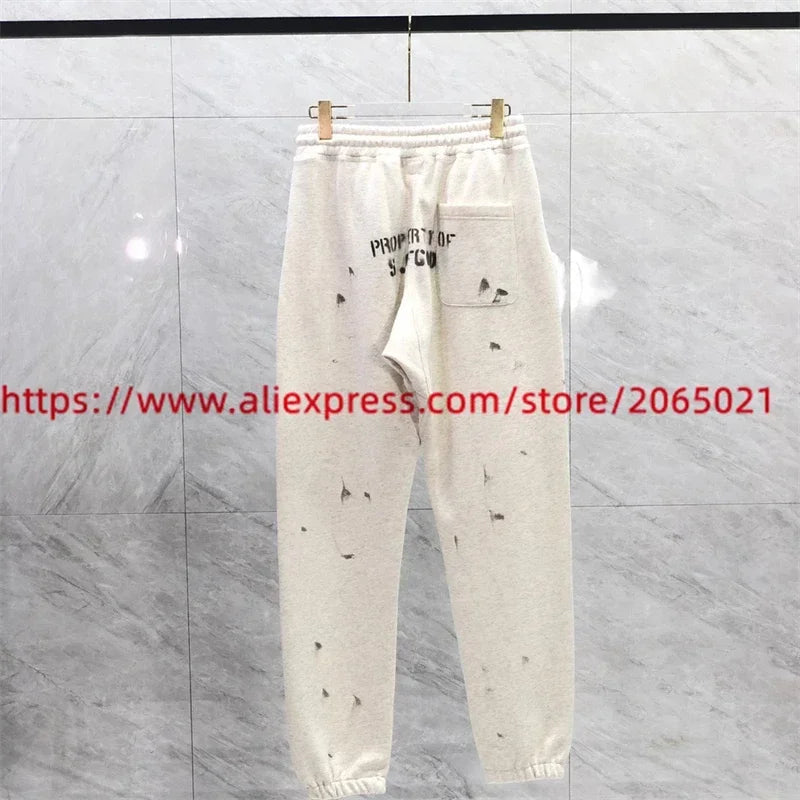 Sanskrit Printing Apricot Saint Sweatpants Men Women Jogger Drawstring Pants
