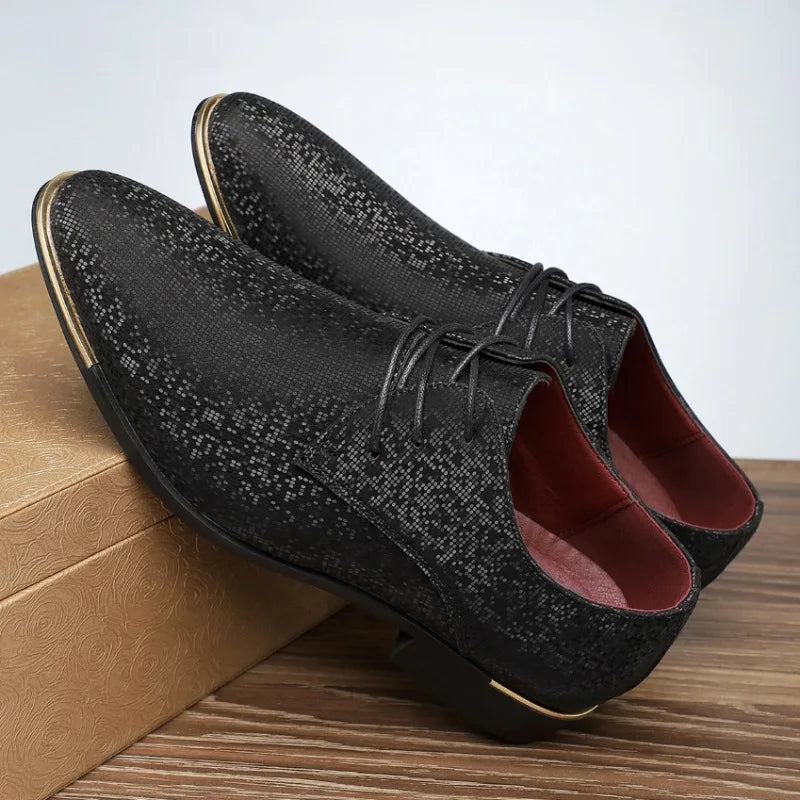Luxury Fashion Designer New Men's Pointed Lace Up Casual Shoes Male Formal Wedding Dress Homecoming Footwear Zapatos Hombre