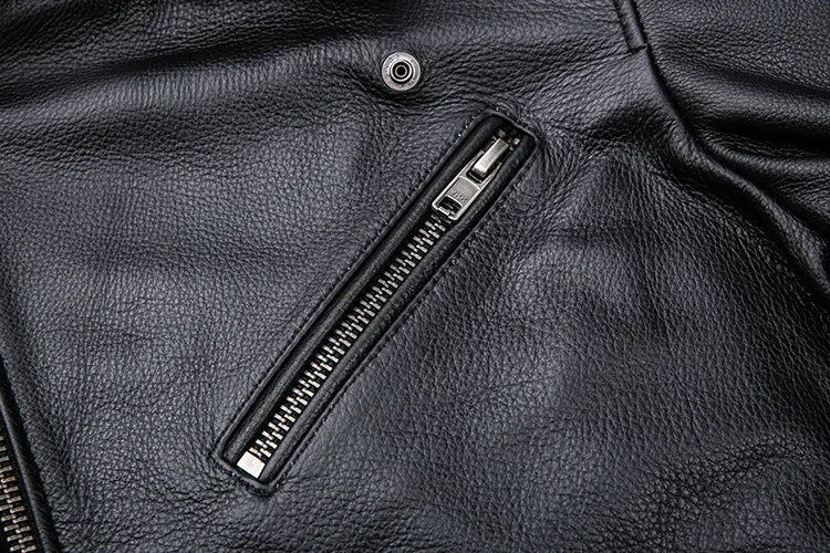 2024 New Spring Classical Motorcycle oblique zipper Jackets Men Leather Jacket Natural Calf Skin Thick Slim Cowhide Moto Jacket