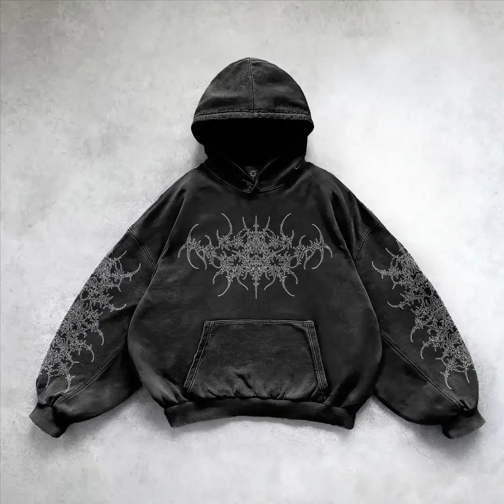 Y2k gothic dark female warrior hoodies men oversized sweatshirt couples punk tops streetwear goth harajuku women men clothing