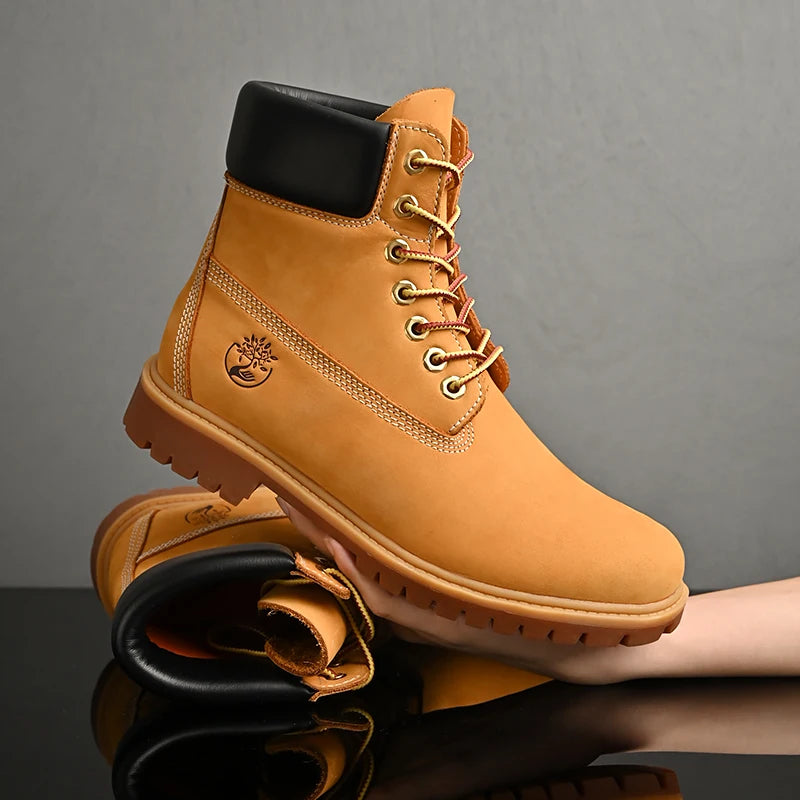 High Quality Mens Walking Shoes Fashion Outdoor Sports Leisure High Top Boots Winter Velvet Anti Slip Flat Lace Up Boots for Man