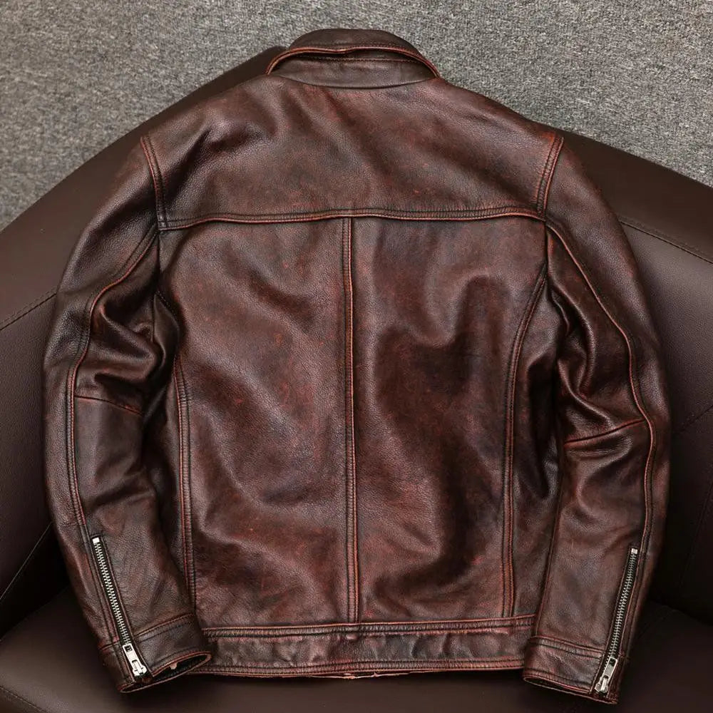 Europe and America Fashion Men Solid Color Simple Basic Casual Trendy Turn-down Collar Long Sleeve Faux Leather Coats Male Tops