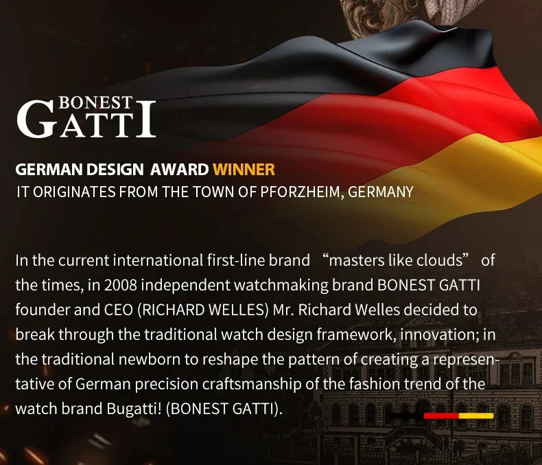 BONEST GATTI Carbon Fiber Case Men Automatic Movement Wristwatch Skeleton Warrior Sapphire Glass Mechanical Watches for Men 2025