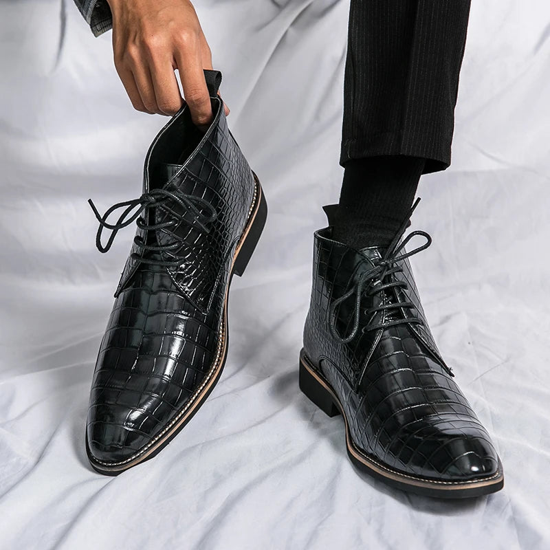Mens Leather Designer Handmade Winter Spring Luxury Wedding Boots for Men Casual Chelsea Dress Business Formal Shoes Footwear