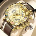 POEDAGAR Sports Watches For Man Waterproof Luminous Date Male Clock Chronograph Leather Quartz Functional Men's Wristwatch Reloj