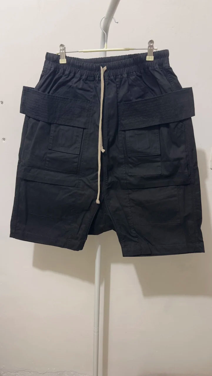 HKSH Summer Version Dark Gothic Style Double Pocket Cargo Pants Trend Loose Shorts Versatile High Street Chic Ins Capris HK18848