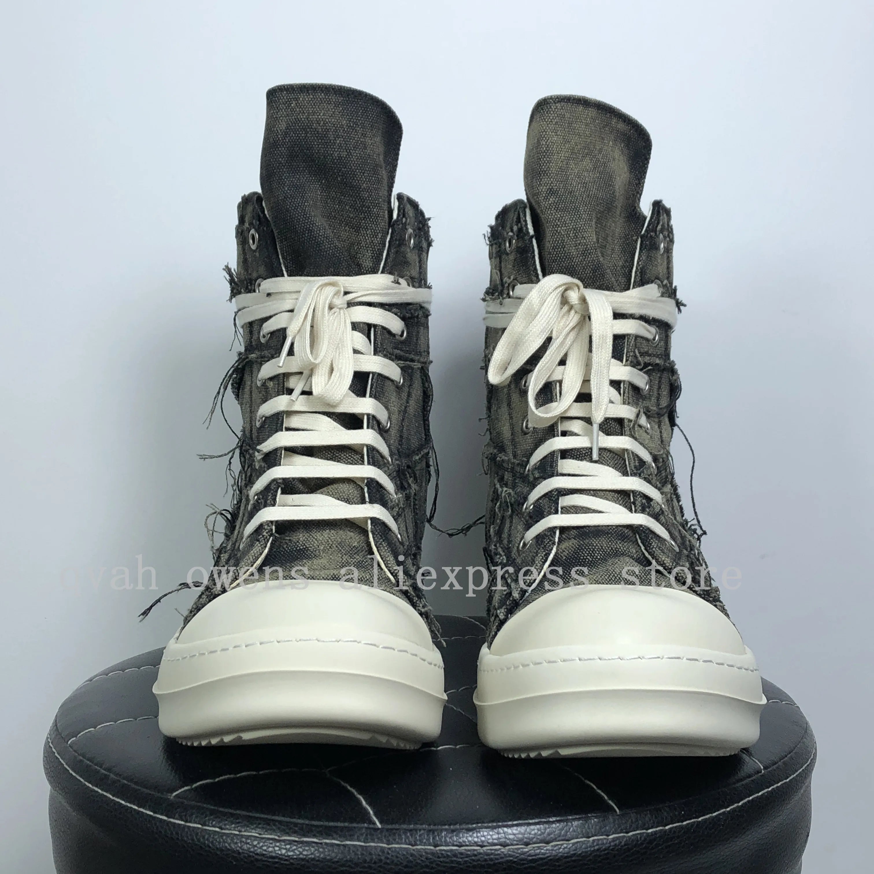 Men High Top Shoes Canvas Women Designer Sneakers Luxury Lace Up Zip High Street Autumn Flats Black Male Boots