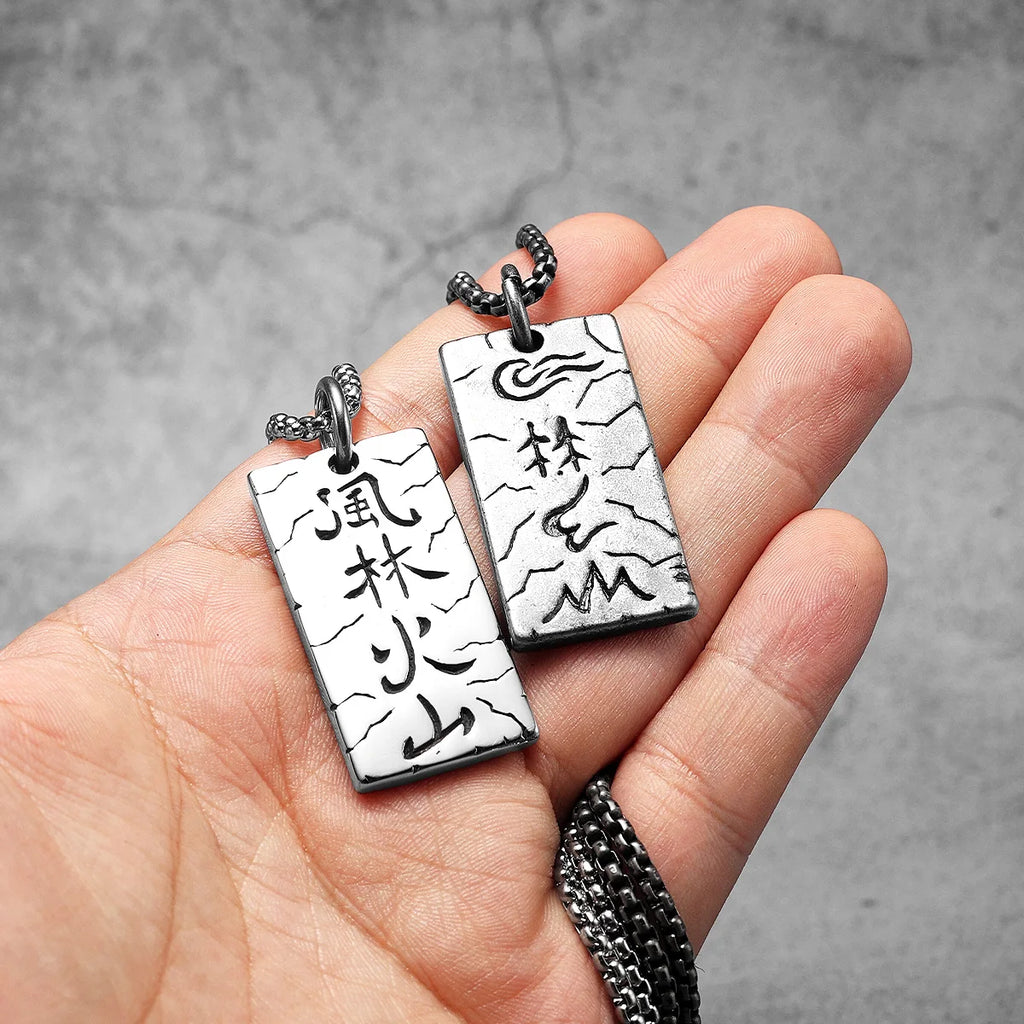 Sun Tzu's Art of War Furinkazan Stainless Steel Men Necklaces Pendant Chain Punk Rock Vintage For Women Jewelry Gifts Wholesale