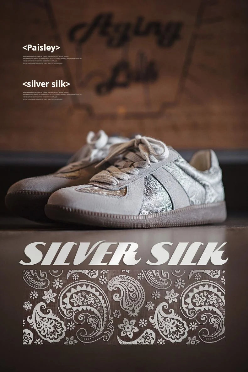 Maden Paisley Silk Training Shoes for Men Spring and Summer Contrasting Color Skateboarding Shoes Flat Sports Casual Sneakers