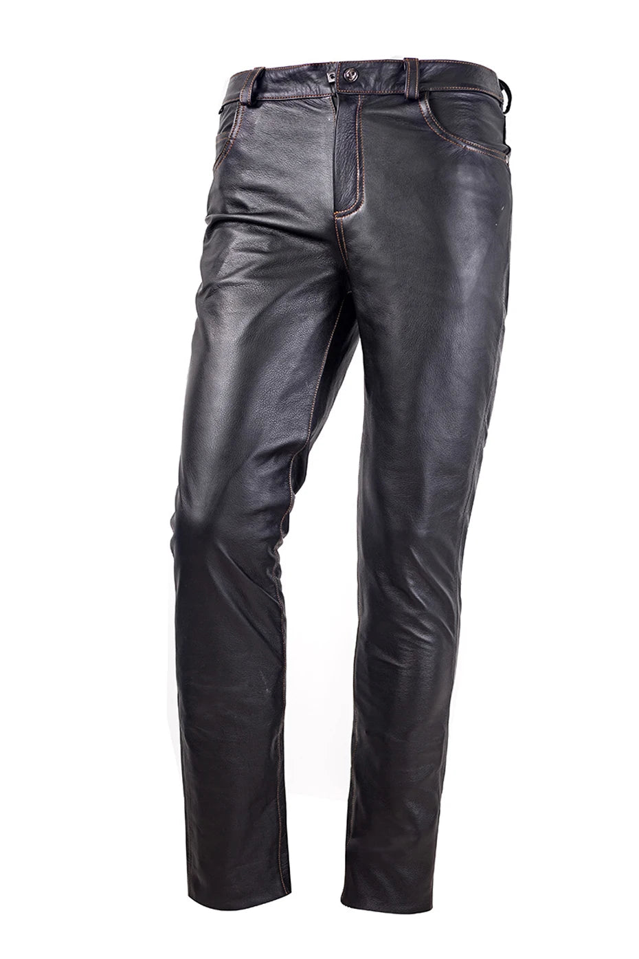Genuine Real cow leather pant Men's motorcycle leather trousers кожаные штаны leather pants for men pantalon cuir homme