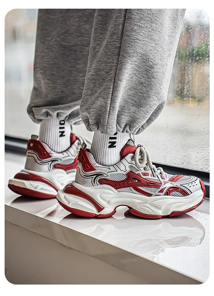 Men's Black Samurai Shoes Soft Bottom Anti-Slip Sports Running Casual Travel Heightening Dad Trendy Shoes Comfortable Breathable