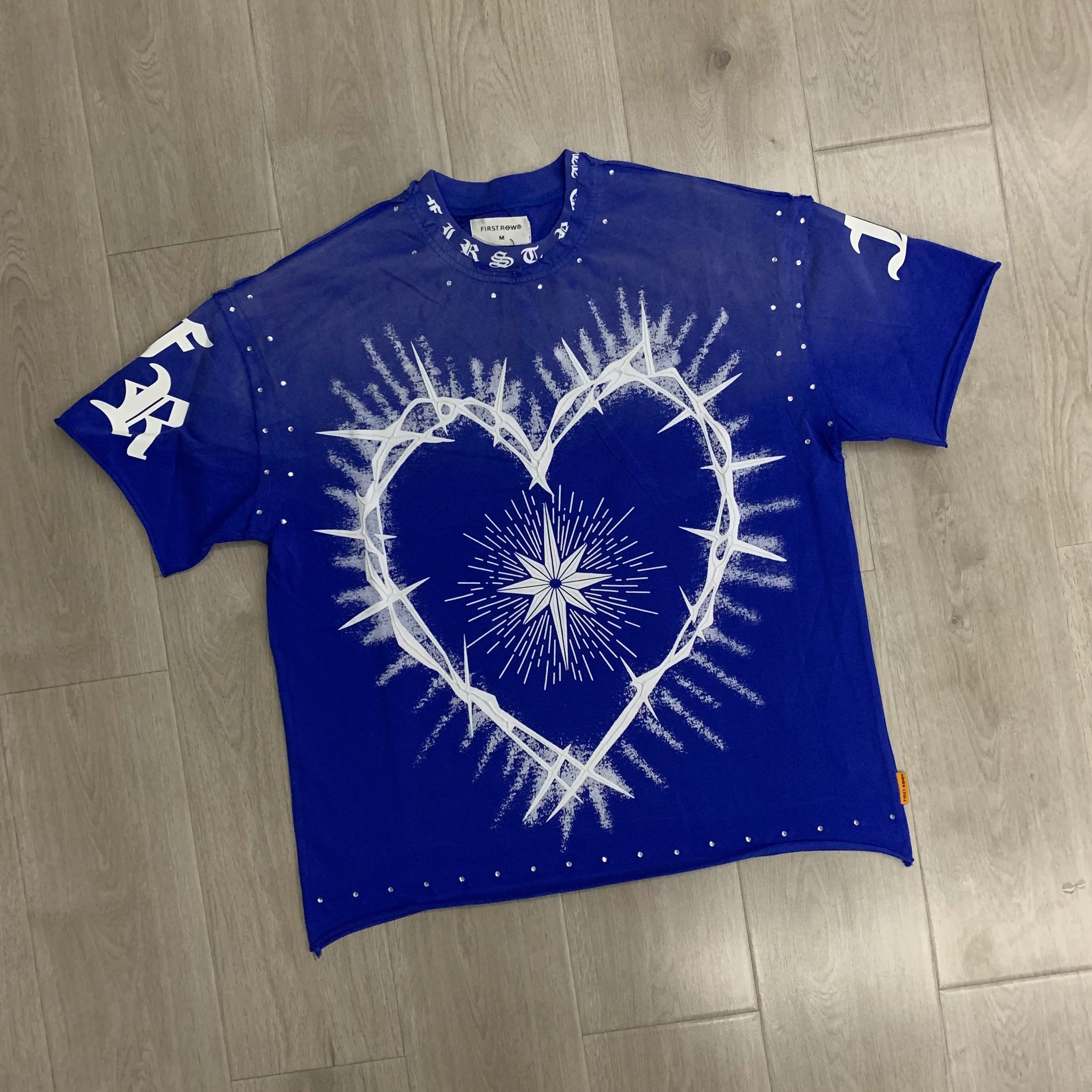Casual FIRST ROW T-Shirts Washed  Street Fashion American Style Hot Drill Letters Mens Womens High Quality Short Sleeves Tee