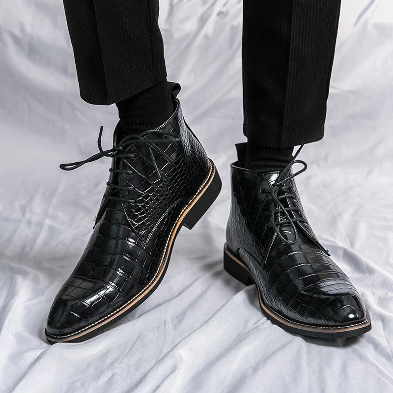 Mens Leather Designer Handmade Winter Spring Luxury Wedding Boots for Men Casual Chelsea Dress Business Formal Shoes Footwear