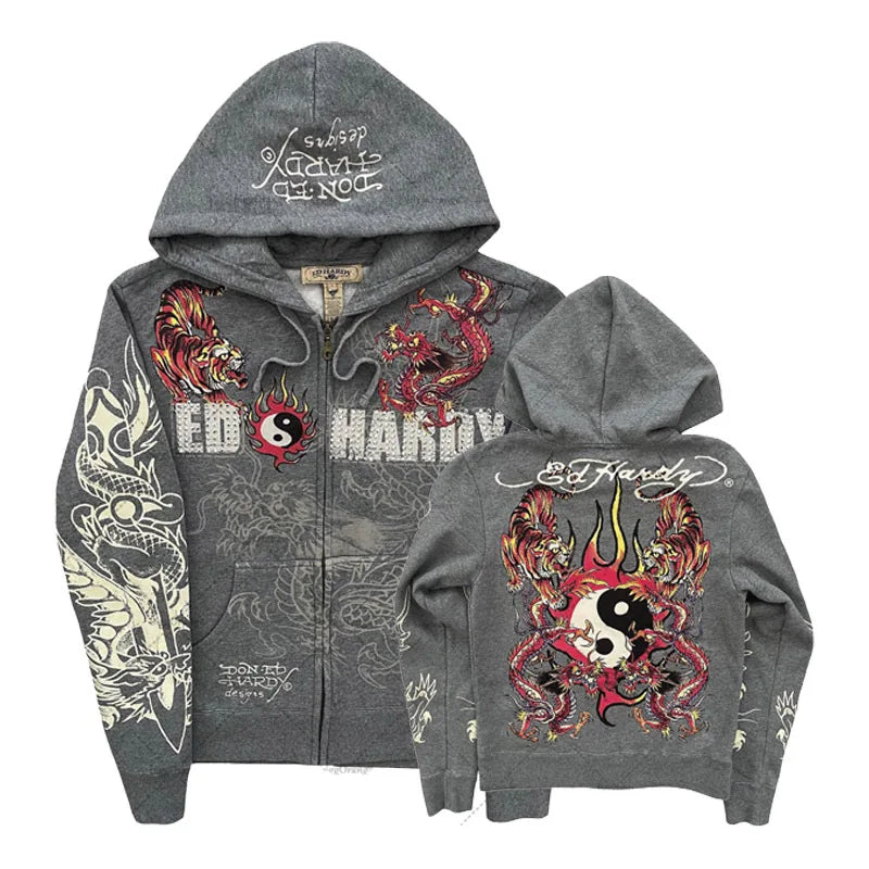 American Gothic Ro Skull Bones Oversized Hoodie Y2K Hip Hop Sle Streetwear No Brand Svel Other Material 00%