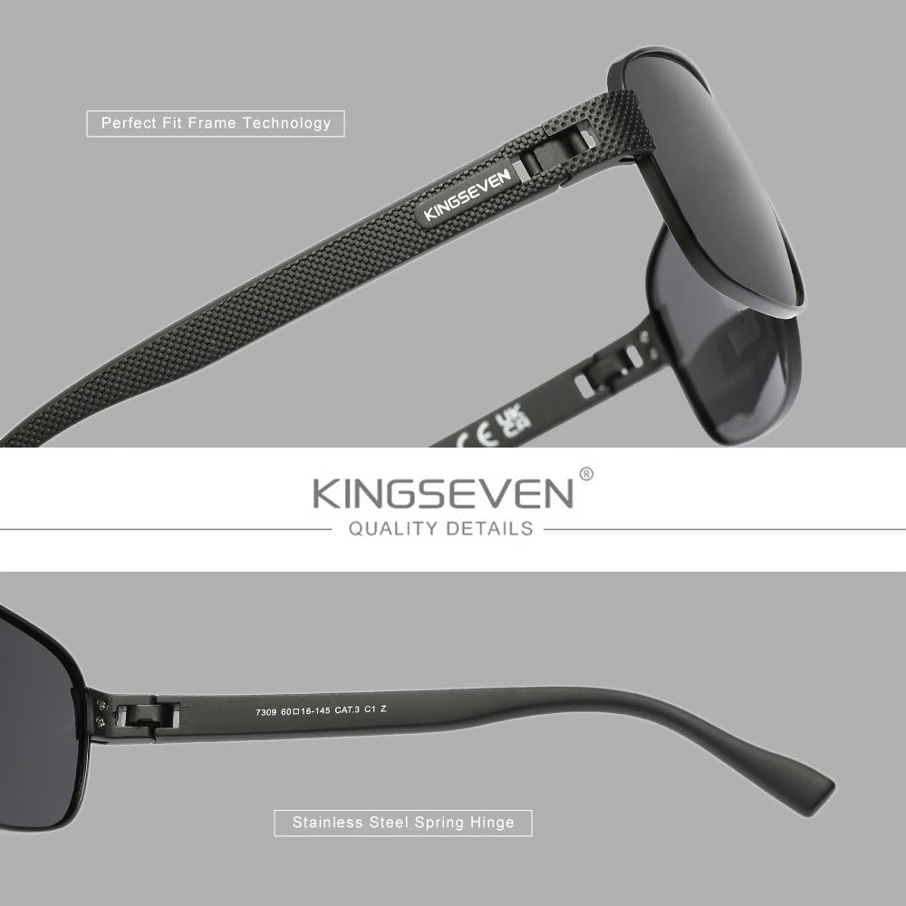 KINGSEVEN Brand Men‘s Polarized UV400 Sunglasses Rectangle Classical Glasses Men Outdoor Driving Eyewear