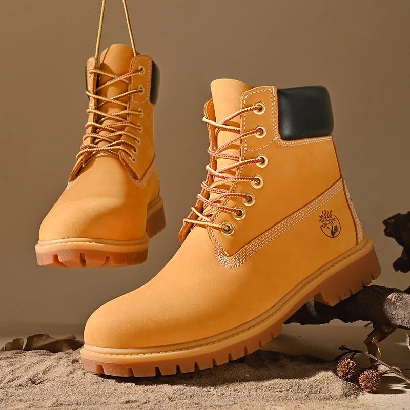 High Quality Mens Walking Shoes Fashion Outdoor Sports Leisure High Top Boots Winter Velvet Anti Slip Flat Lace Up Boots for Man
