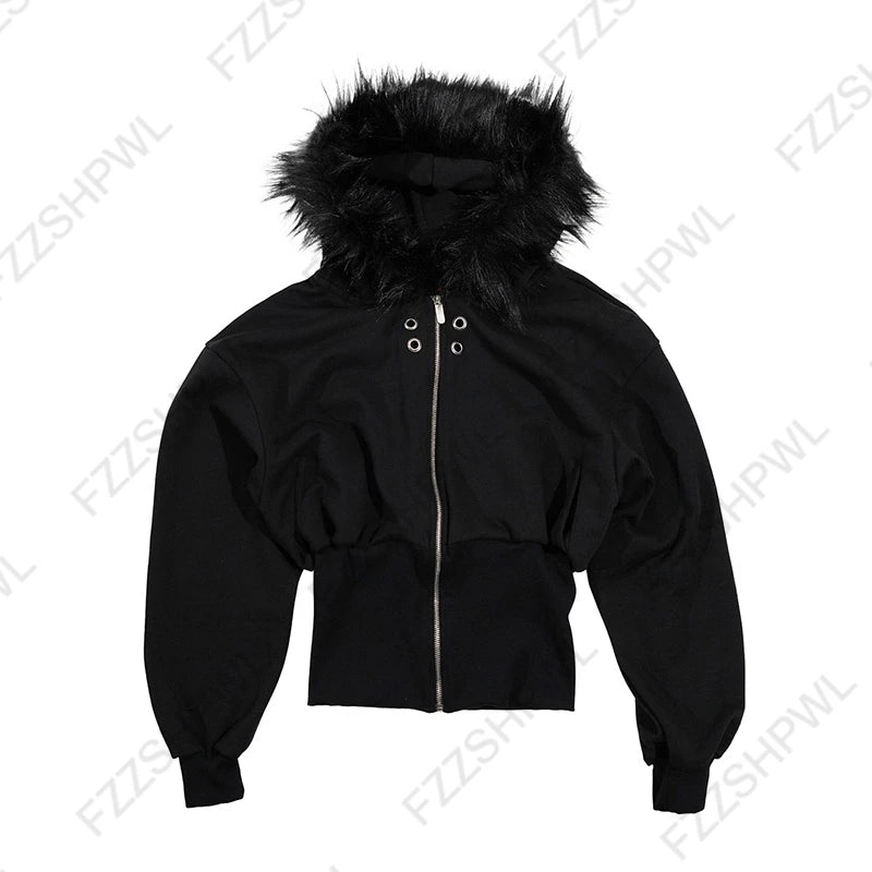 Gothic punk grunge Y2K unisex hoodie 2025 new autumn winter chic cardigan sweatshirt American retro hip-hop aesthetic streetwear