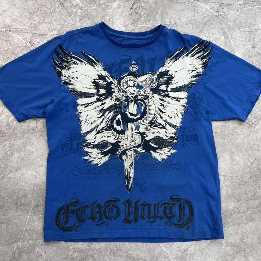 Rebel Y2K Vintage Tee Ecko Rhino Graphic Print Oversized Streetwear Shirt for Men & Women Unisex Cotton Couple Top with Attitude