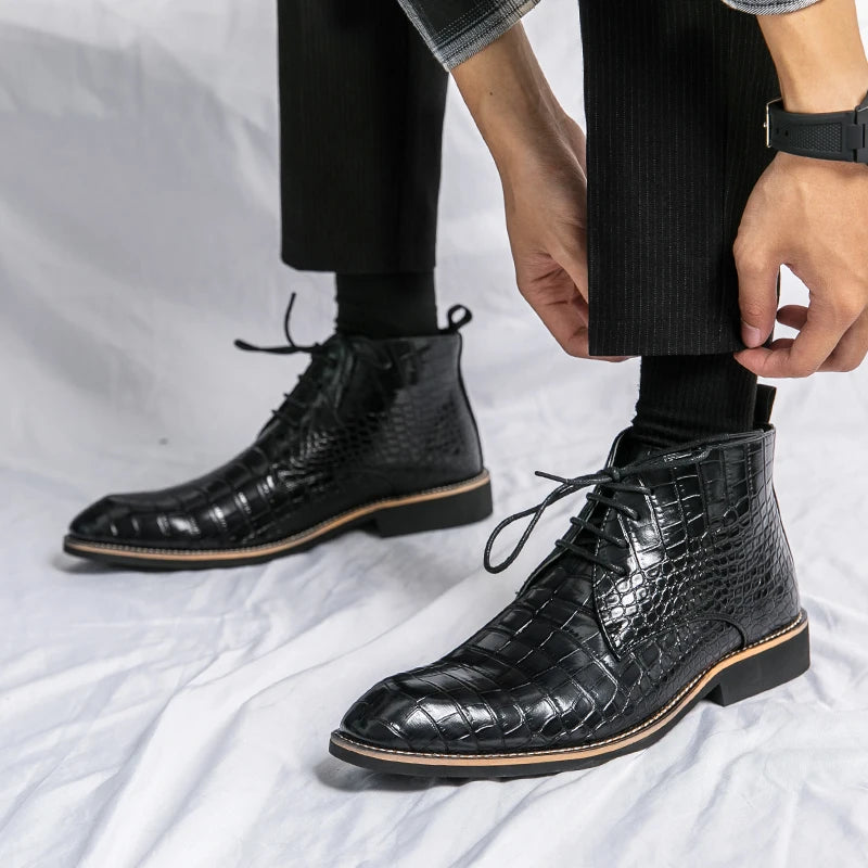Mens Leather Designer Handmade Winter Spring Luxury Wedding Boots for Men Casual Chelsea Dress Business Formal Shoes Footwear