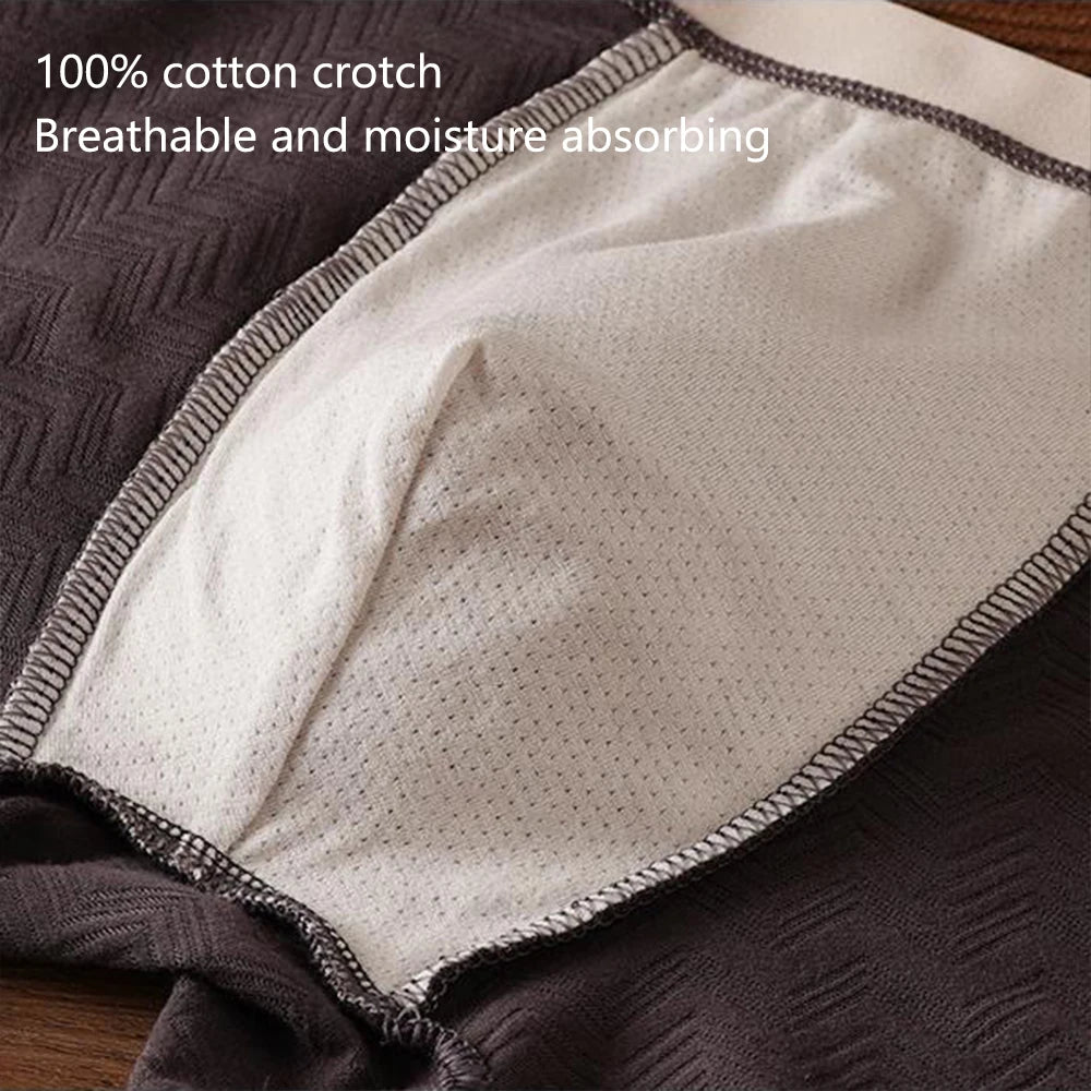 3Pcs Men's Cotton Panties Mid Rise Soft Breathable Boxer Shorts Briefs High Elastic Comfortable Boyshort Large Size Underwear