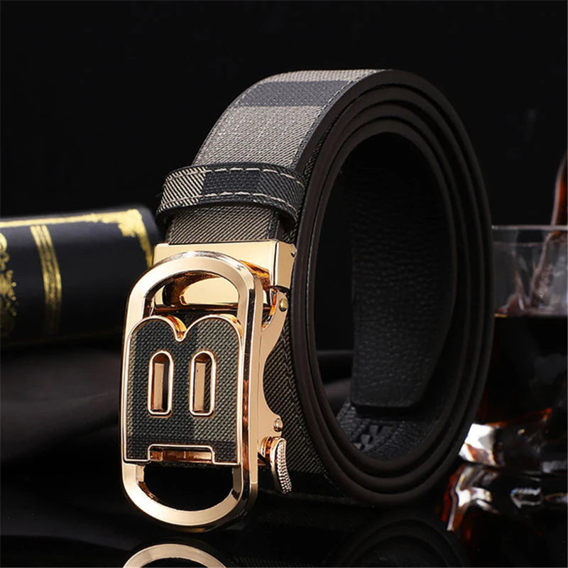 High Quality Luxury Brand Designer Canvas Belts Male Automatic B Buckle Men belts Genuine Leather Belt for men Strap for Jeans