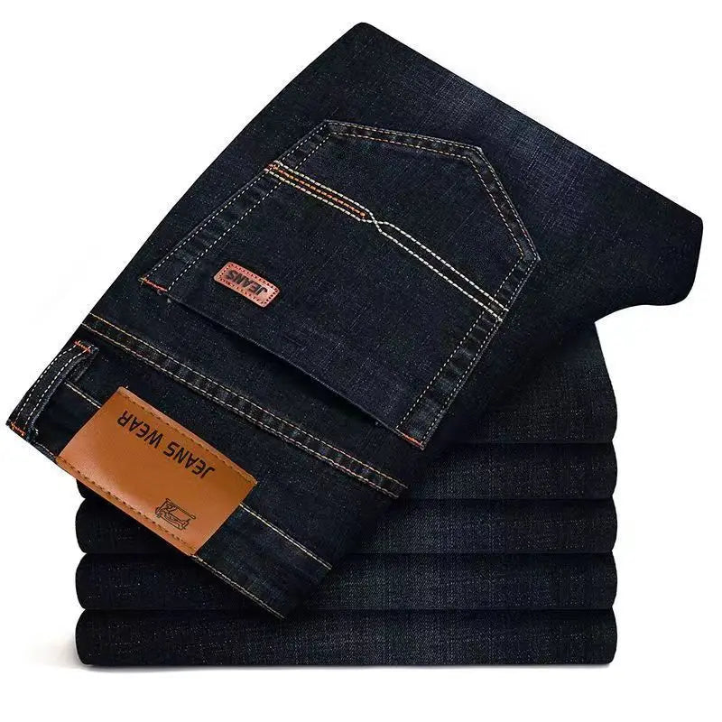 2023 Men NEW Men's Fashion Business Jeans Classic Style Casual Stretch Slim Jean Pants Male Brand Denim Trousers Black Blue Mens